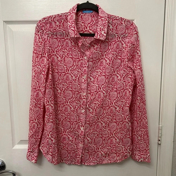 . J. McLaughlin Pink or blue Floral Relaxed Collar Button Up Long Sleeve… - Picture 1 of 8